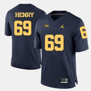 #69 Willie Henry Michigan Wolverines Mens College Football Jersey - Navy Blue