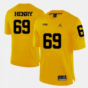 #69 Willie Henry Michigan Wolverines College Football Mens Jersey - Yellow