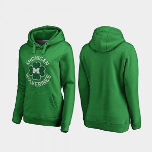 Michigan Wolverines St. Patrick's Day Womens Luck Tradition Hoodie - Kelly Green