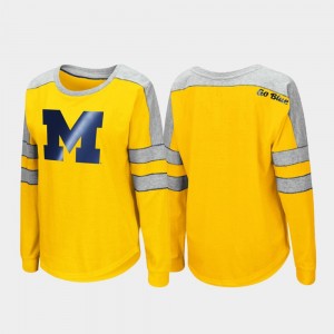 Michigan Wolverines Women Trey Dolman Long Sleeve T-Shirt - Maize