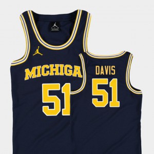 #51 Austin Davis Michigan Wolverines Replica College Basketball Jordan Youth Jersey - Navy