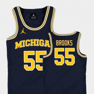 #55 Eli Brooks Michigan Wolverines Replica College Basketball Jordan Youth Jersey - Navy