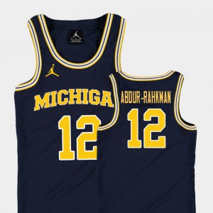 #12 Muhammad-Ali Abdur-Rahkman Michigan Wolverines For Kids Replica College Basketball Jordan Jersey - Navy
