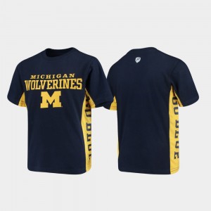 Michigan Wolverines Side Bar Youth T-Shirt - Navy