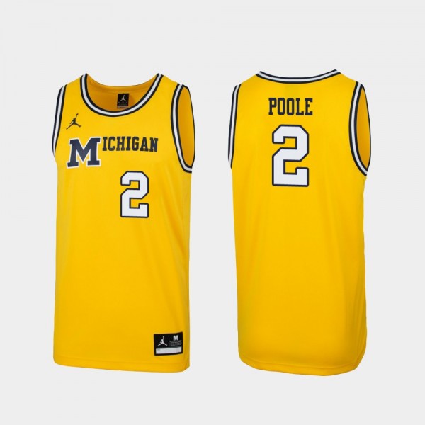 2 Jordan Poole Michigan Wolverines Kids College Basketball Jordan Replica  Jersey - Navy